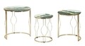 Set 3 masute Greeny, Mauro Ferretti, Ø 50x56 cm, fier/sticla, auriu