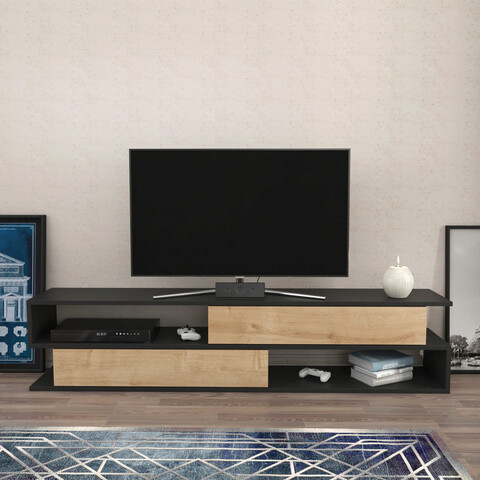 Comoda tv, retricy, cortez, 160x35.3x38.6 cm, pal, antracit / stejar