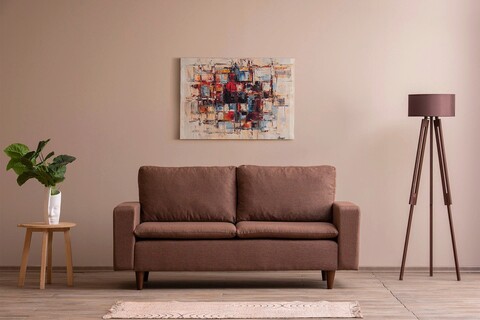 Canapea 2 locuri, futon, 859ftn2712, metal, maro deschis
