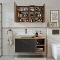 Set Dulap de Baie cu Chiuvetă și Oglindă (2 Piese), Hanah Home, 2474, MDF, Pin Atlantic / Antracit