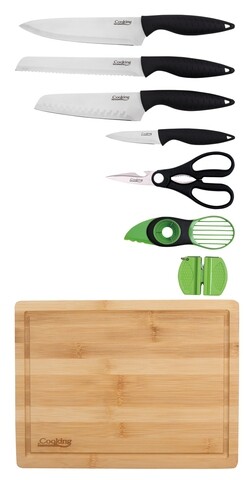 Set cutite de bucatarie, cooking by heinner, 8 piese, negru