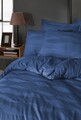 Lenjerie de pat dubla, 6 piese, 200x220 cm, 100% bumbac, Saheser, Greta, albastru inchis