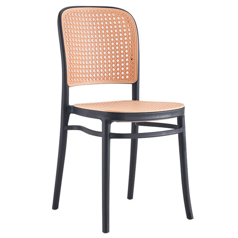 Scaun de gradina Juniper, Pakoworld, 40.5x51x86.5 cm, polipropilena cu protectie UV, negru/bej