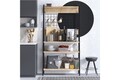 Dulap de bar pentru cafea, Elegance, Barista, Stejar safir / negru