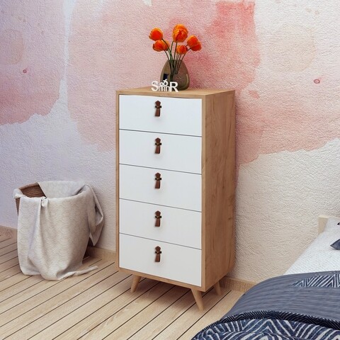Comoda, Mod Design, Frenzu, 50 x 103 x 40 cm, pal melaminat, stejar/alb Comode