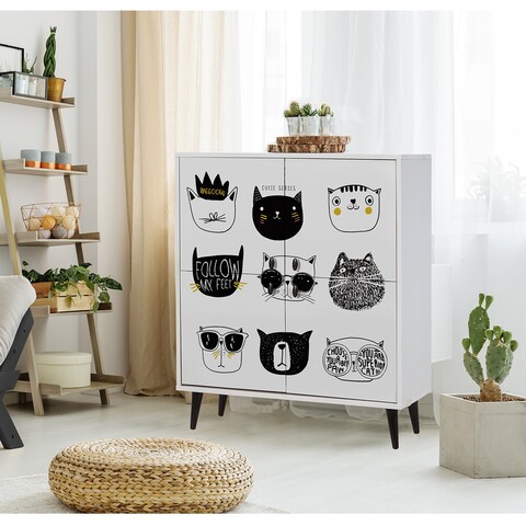 Dulap Multifunctional, Vella, Cats, 95 X 111 X 36 Cm, Pal Melaminat, Multicolor