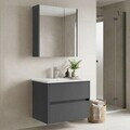 Set Dulap de Baie cu Chiuvetă și Oglindă (2 Piese), Hanah Home, Arno 65, Gri