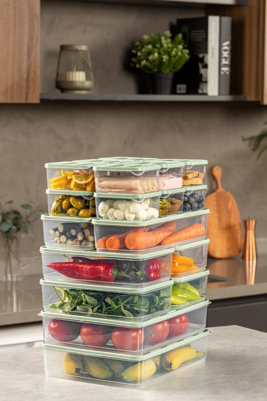 Set recipiente depozitare, Hermia, 964FRM5729, Dimensiune: 23 x 15 x 7 cm / 1750 ml (4 bucăți), Verde menta - imagine 2