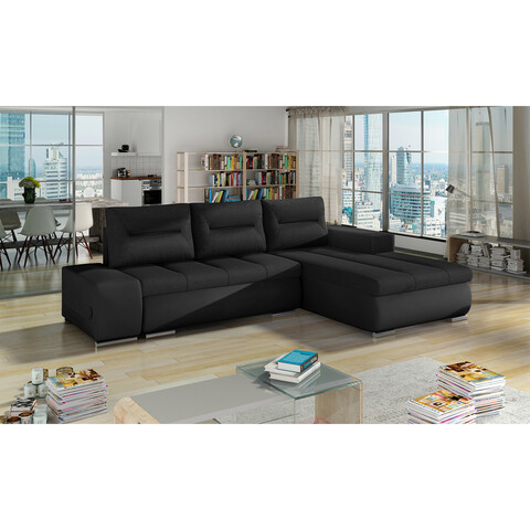 Coltar extensibil dreapta 4 locuri ELTAP, Ov27, Ottavio, 275x180x85 cm, lemn/poliester, negru