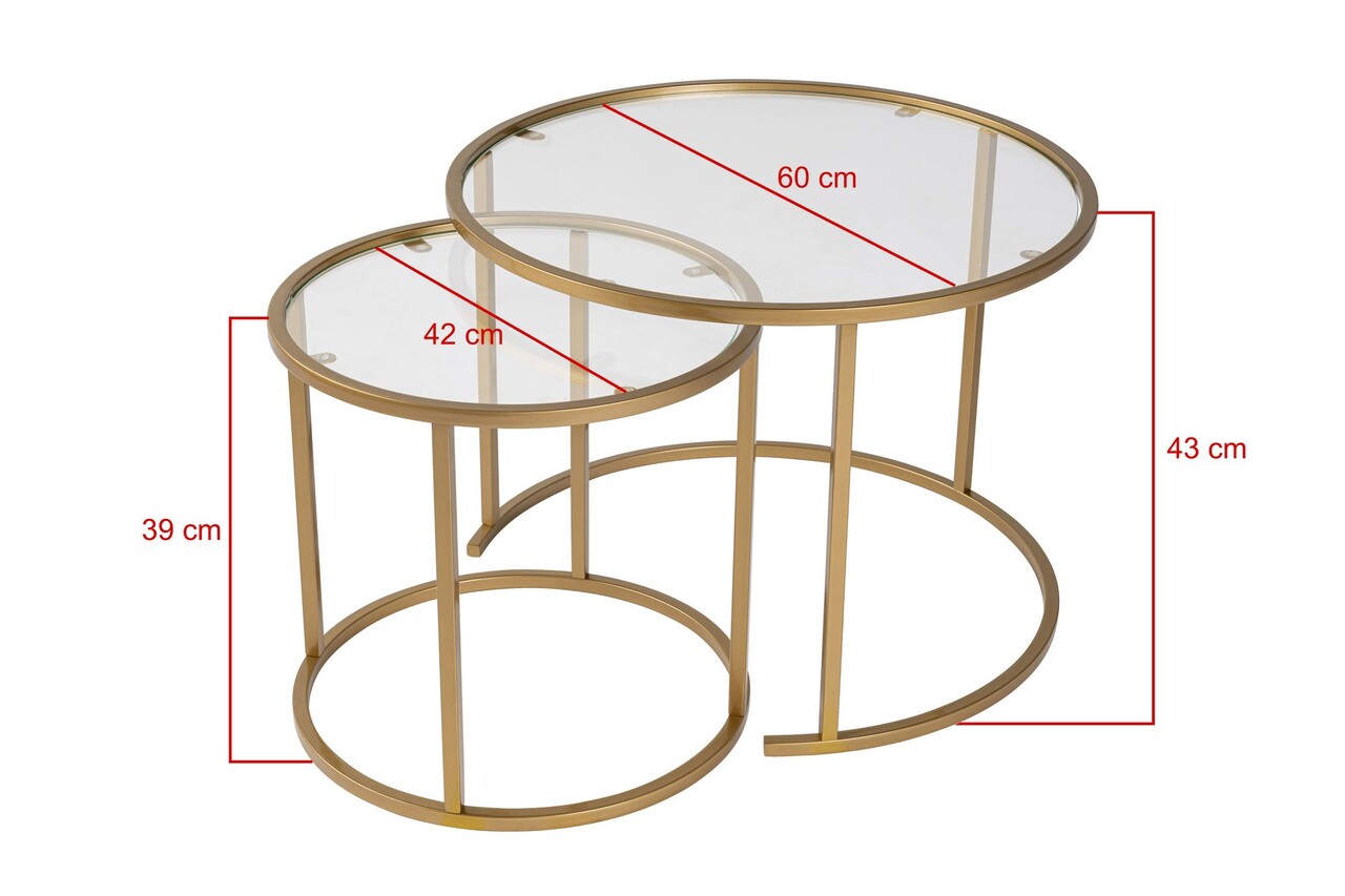 Set masute de cafea, Hanah Home, Gold-Transparent-60-42, Auriu - imagine 7