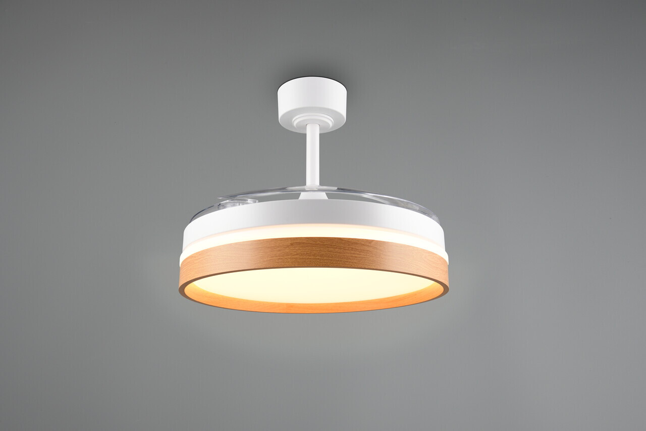 Plafoniera cu ventilator Volda, RL, 38x30.5 cm, 30W, 1x SMD, plastic/metal, alb/natur — imaginea 4