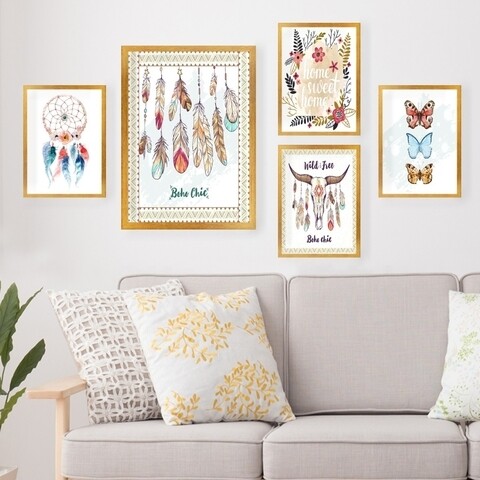 Set 5 tablouri decorative, SET_115, Lulu, 24×29 cm/34×44 cm, plastic 24x29