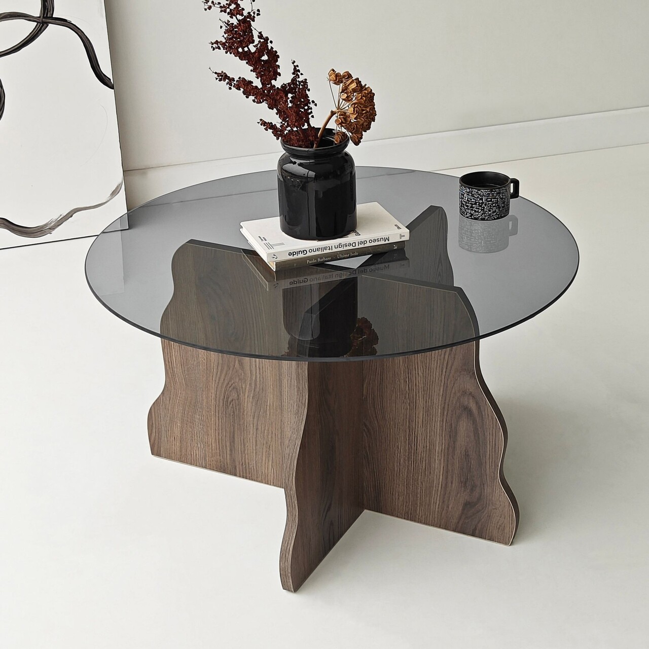 Masuta de cafea, Hanah Home, Butterfly, 75x40x75 cm, Nuc / Fume - view 7