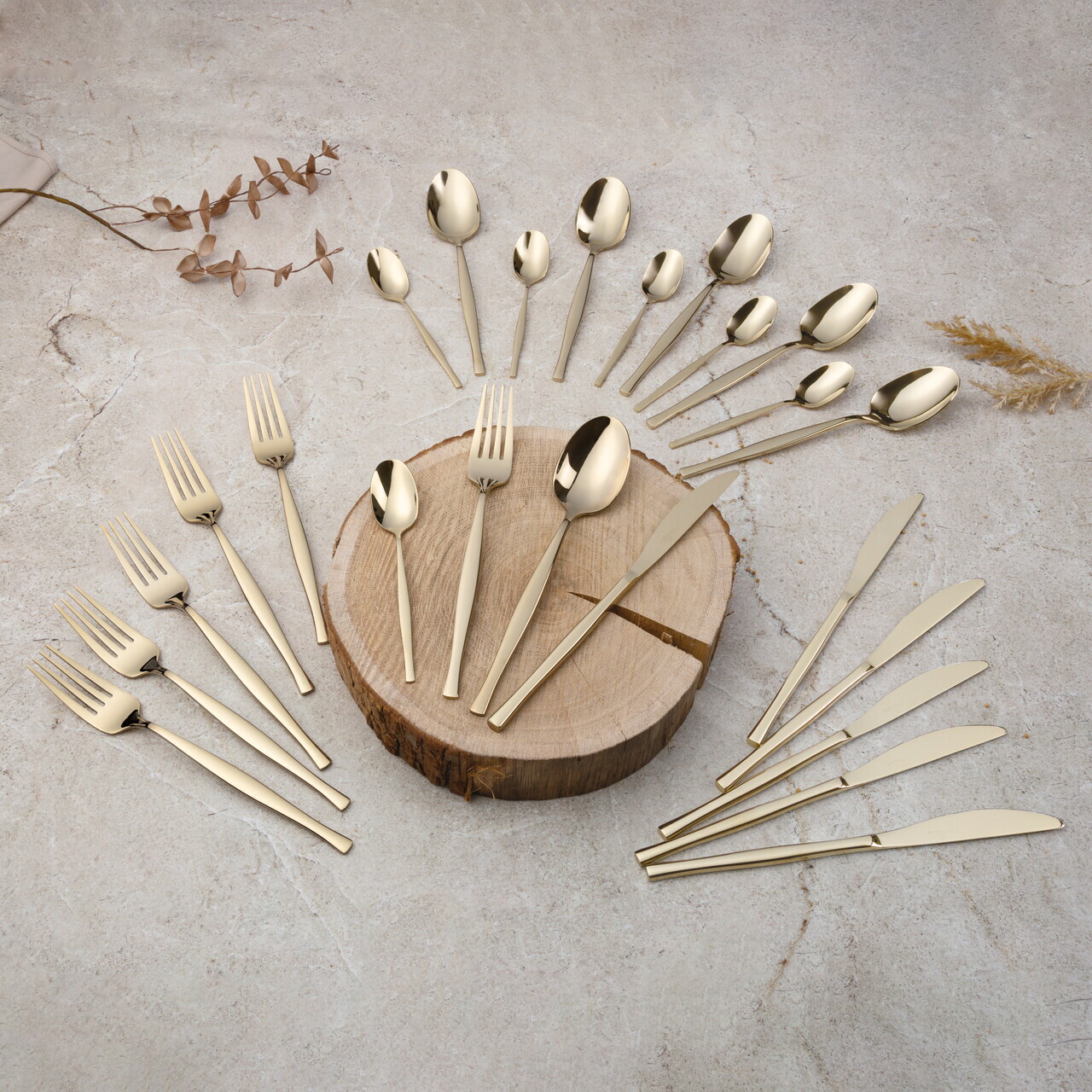 Set tacamuri 24 piese Berlinger Haus, Cutlery, model patrat, inox, sampanie - imagine 6