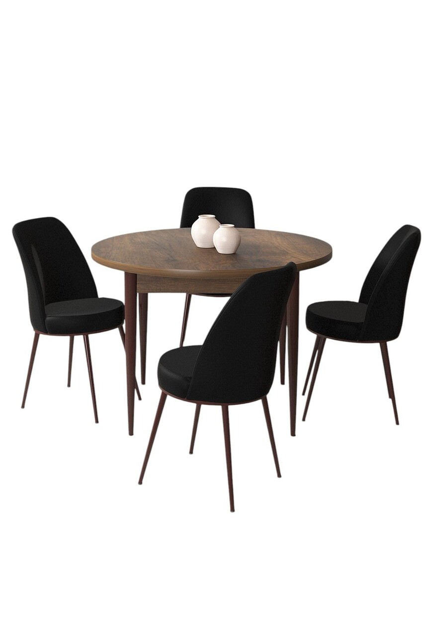 Set masă și scaune (5 bucăți), Hanah Home, Tor, Baroc / Negru - view 2