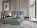 Pat tapitat cu somiera rabatabila si lada depozitare, Juniper, Mazzini Sofas, 208x170x104 cm, catifea, albastru
