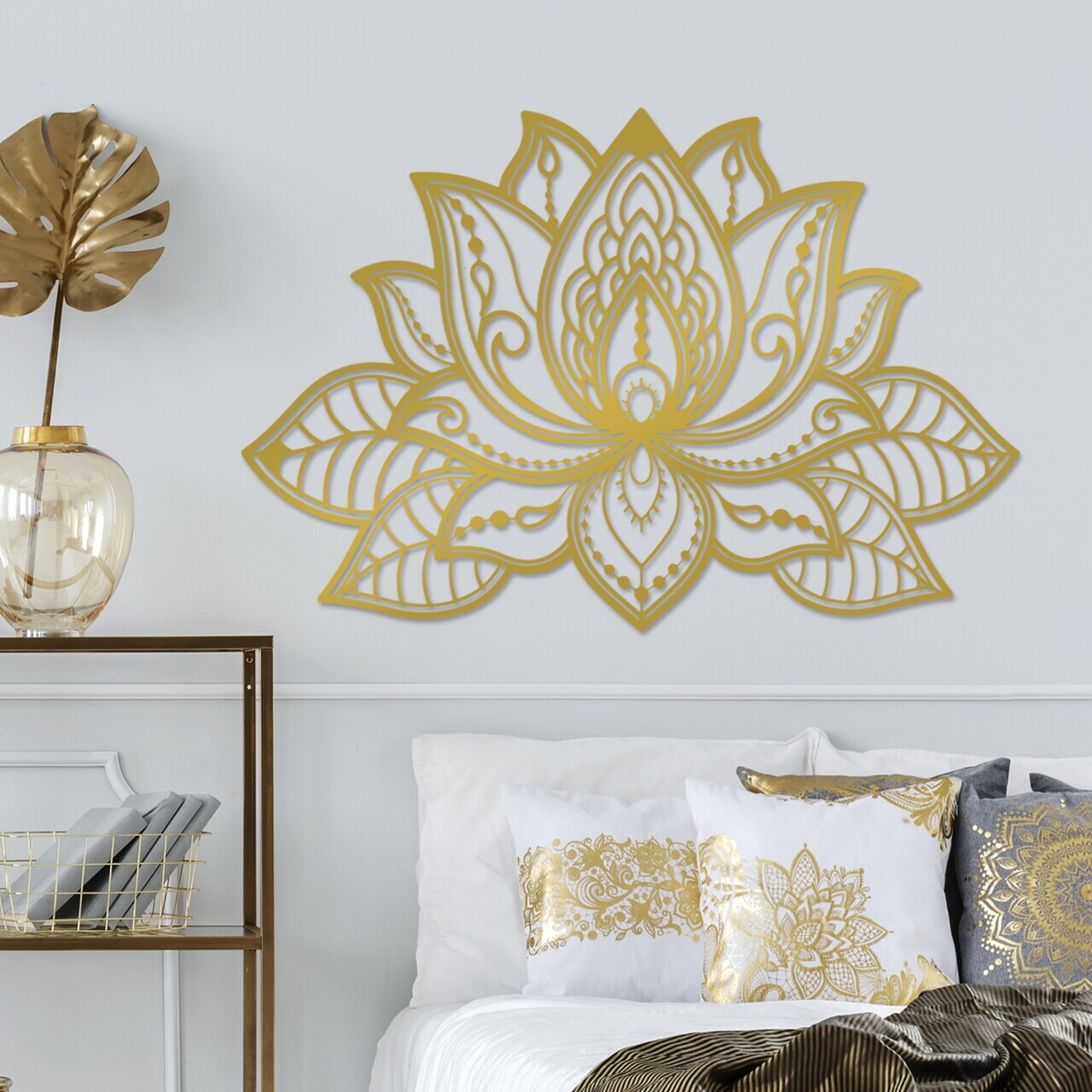 Decoratiune de perete, Lotussa-2, Metal, (Grosime: 1,5 mm), Auriu — imaginea 2
