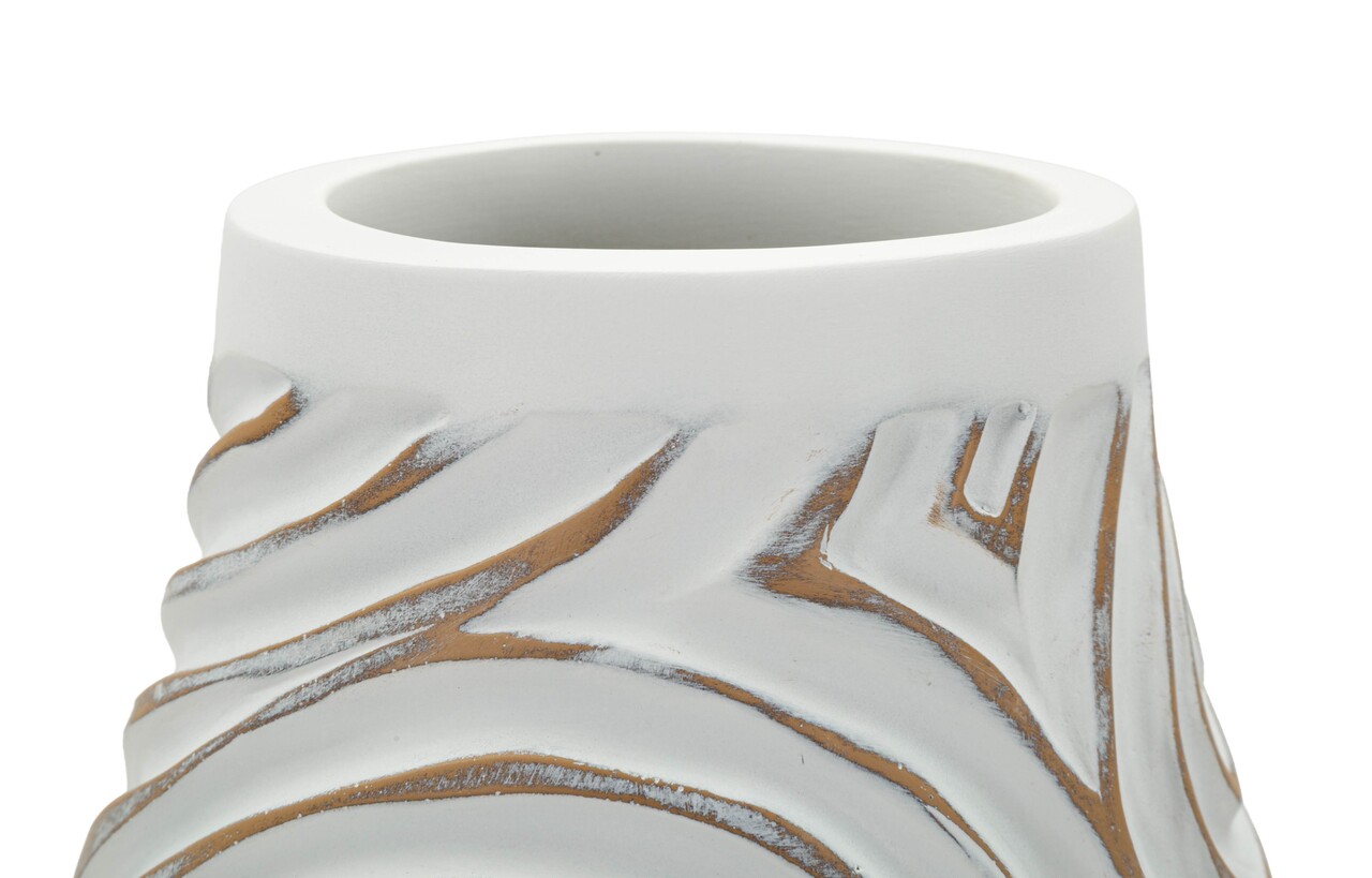 Vaza decorativa, Mauro Ferretti, Oblix, 18.5x50 cm, polirasina, alb decolorat - imagine 3