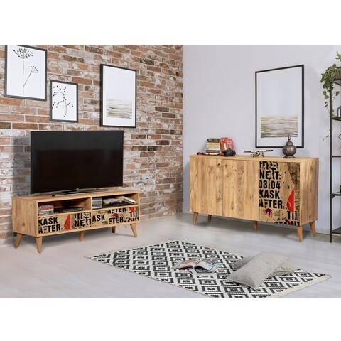 Set mobilier living 2 piese, comoda si comoda tv, motto 2-766, vella, atlantic pine