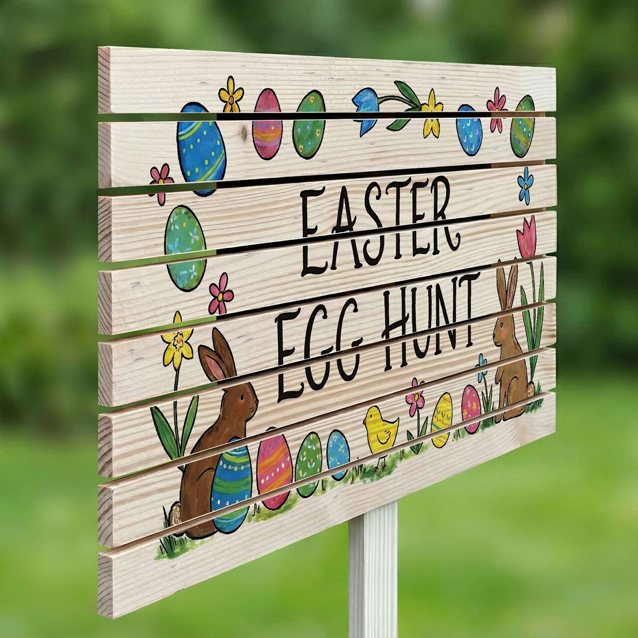 Semn de curte, Easter Egg Hunt, 58x38 cm, Multicolor - imagine 2