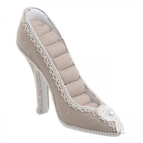 Suport pentru inele Shoe, InArt, 15 x 5 x 12 cm, polirasina, bej