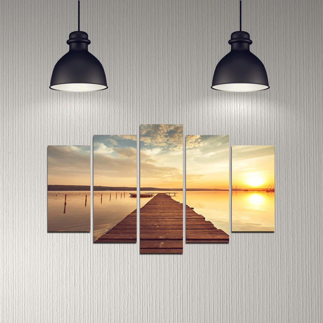 Set 5 tablouri decorative, 5DMDF-26, MDF , 20 x 60 cm, Multicolor