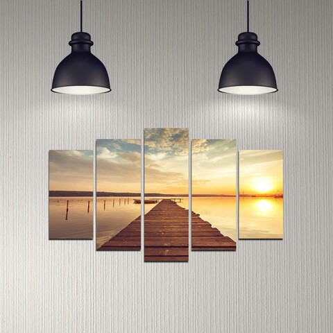 Set 5 tablouri decorative, 5DMDF-26, MDF , 20 x 60 cm, Multicolor