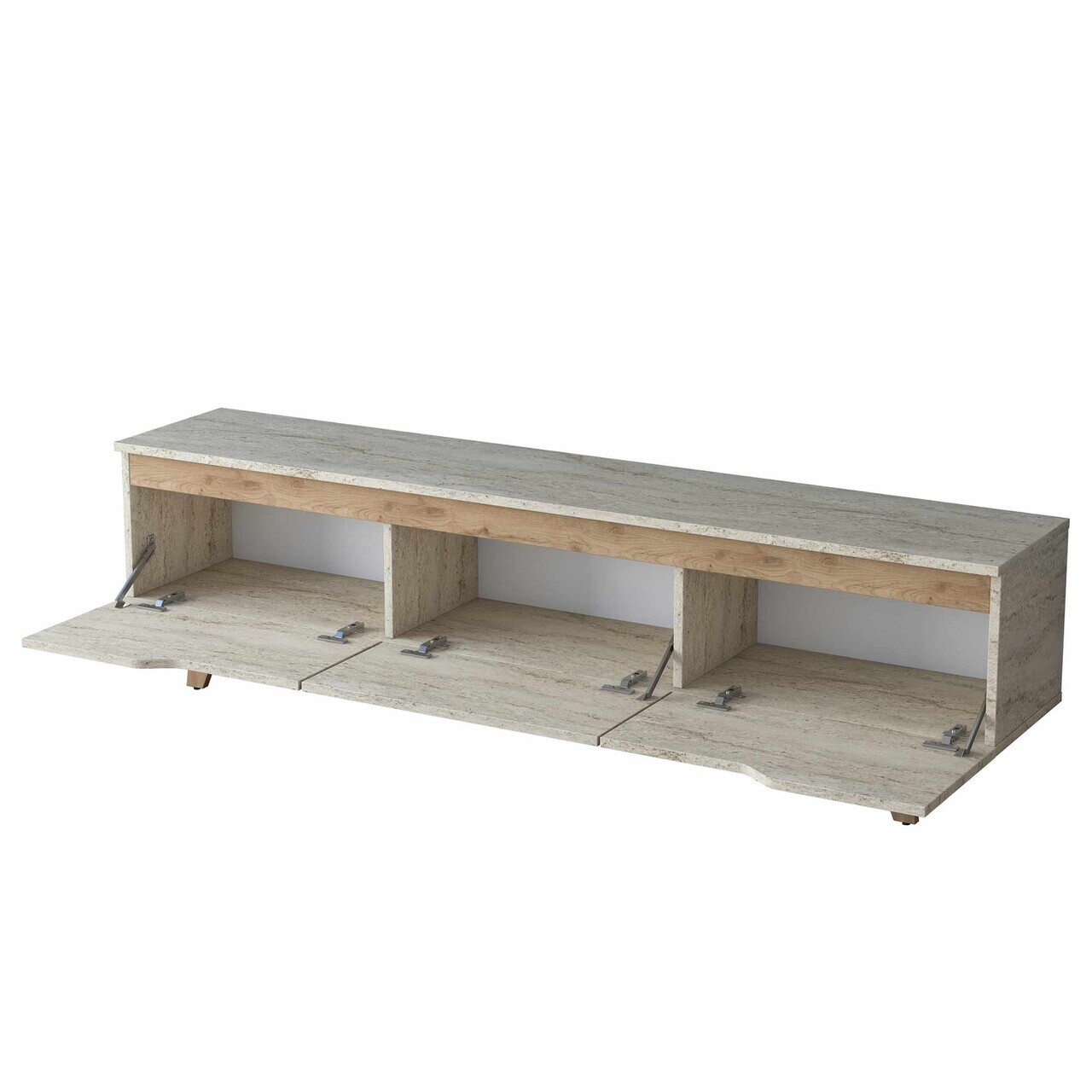 Comoda TV, Hanah Home, AA168, 180x48.3x35 cm, Travertin / Nuc — imaginea 10