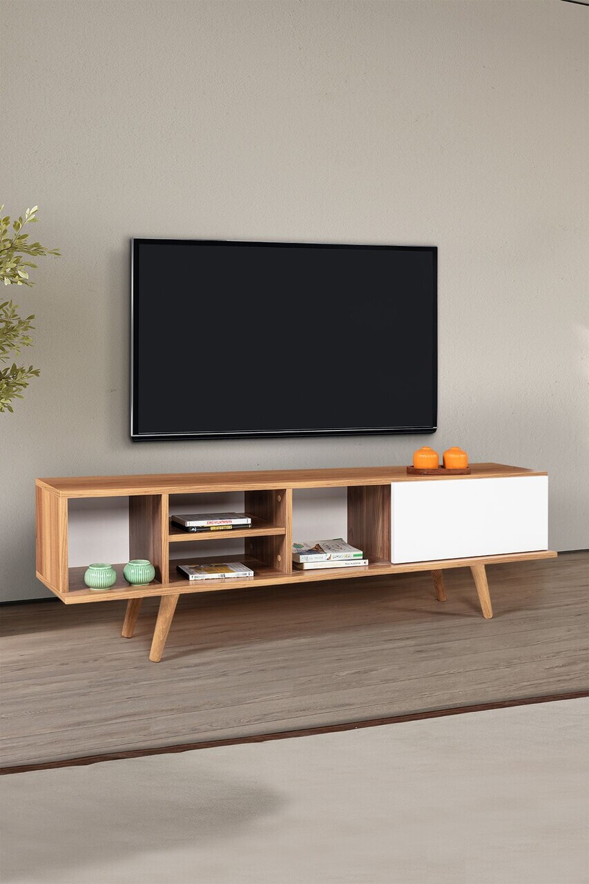 Comoda TV, Hanah Home, Ela 3633, 160x47x35 cm, PAL, Nuc/Alb — imaginea 4