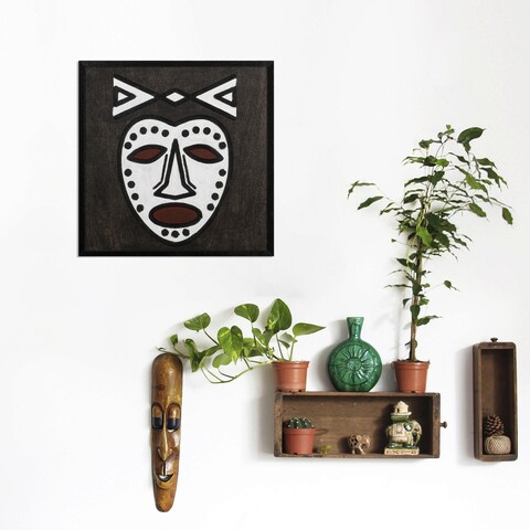 Decoratiune de perete, Africano 1, Placaj, 30 x 30 cm, Alb negru mezoni.ro