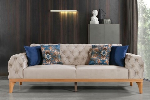 Canapea Elena-toledo13, Pandia Home, 230x95x85 cm, lemn, crem Canapele si coltare