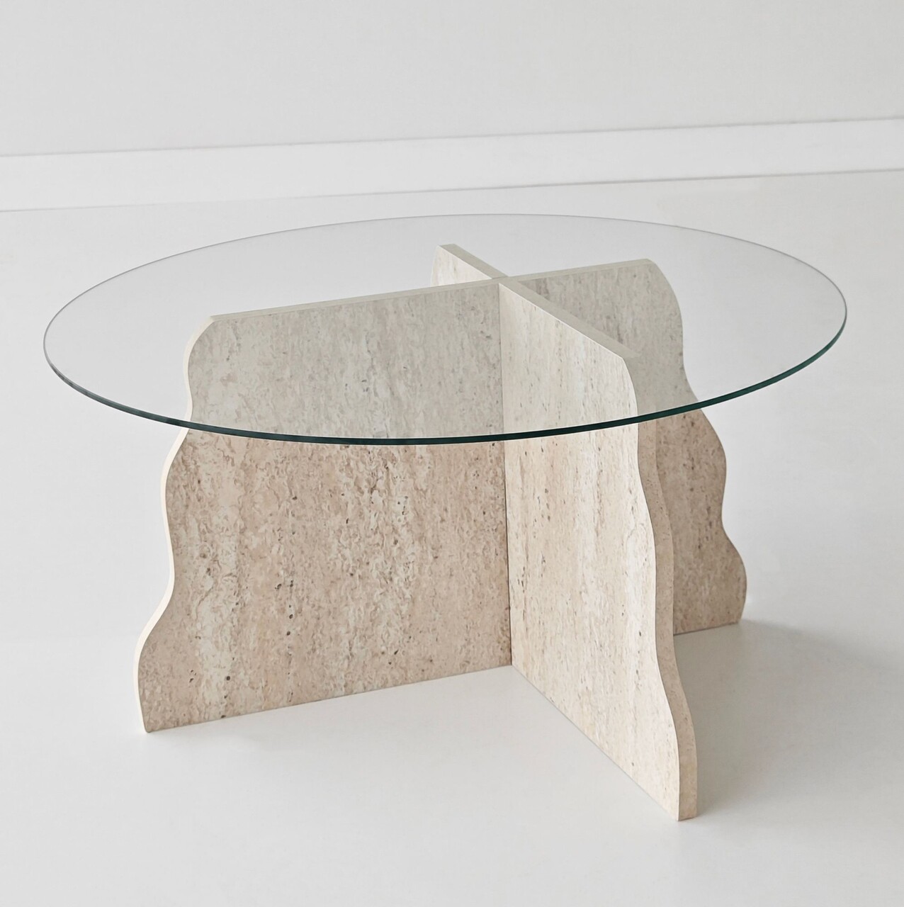 Masuta de cafea, Hanah Home, Butterfly, 75x40x75 cm, Travertin / Transparent - view 8