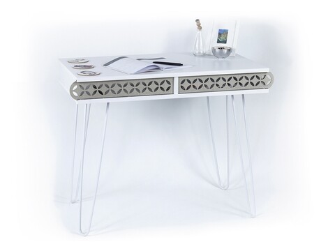 Birou Mingitav Illia No.1, 96 x 51 x 75 cm, PAL/metal, alb