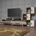 Comoda TV cu 2 rafturi, Hommy Craft, Flora S, pal melaminat, nuc/alb