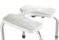 Scaunel pentru baie, Wenko, Secura, 46 x 53.5 x 36-46 cm, aluminiu/plastic, alb/gri