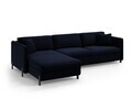 Coltar extensibil stanga 4 locuri, Gloria, Micadoni Home, 266x170x88 cm, catifea, albastru regal