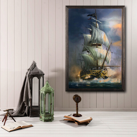 Tablou decorativ, Sailboat XL, Lemn, Lemn, Multicolor Bystag