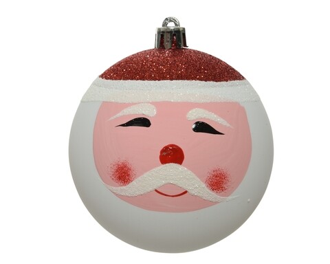 Glob Bauble santa, Decoris, Ø8 cm, plastic, rosu/alb