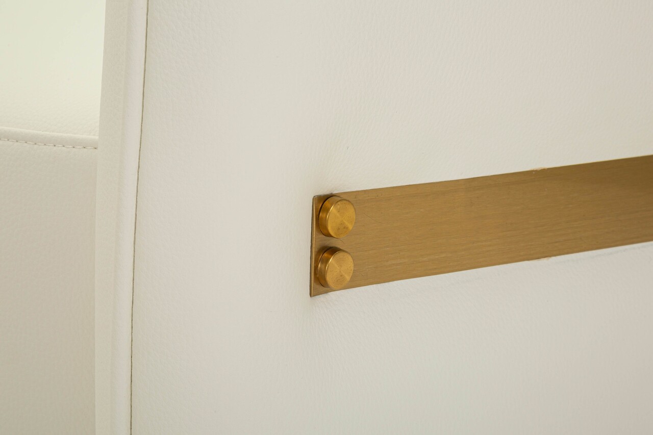 Fotoliu, Mauro Ferretti, Minsk, 86x82x80 cm, lemn de pin/piele ecologica, alb/auriu - imagine 4