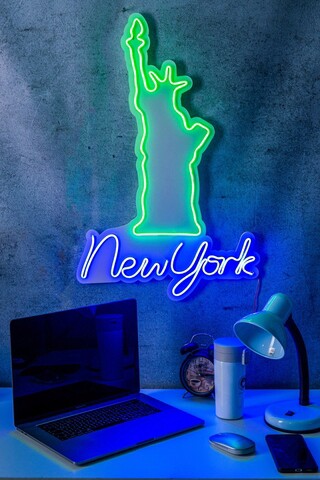 Decoratiune luminoasa LED, New York, Benzi flexibile de neon, DC 12 V, Verde albastru mezoni.ro
