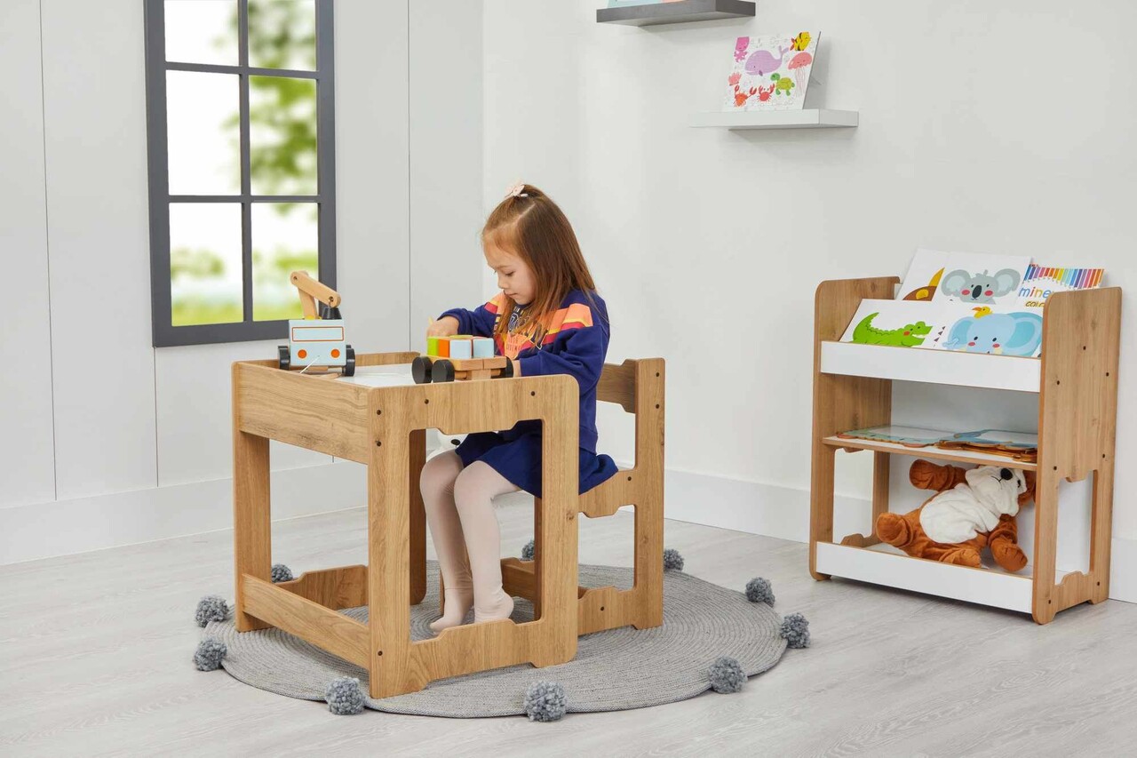 Set masa si scaun pentru copii, Hanah Home, Seagull, Alb / Natural - view 2