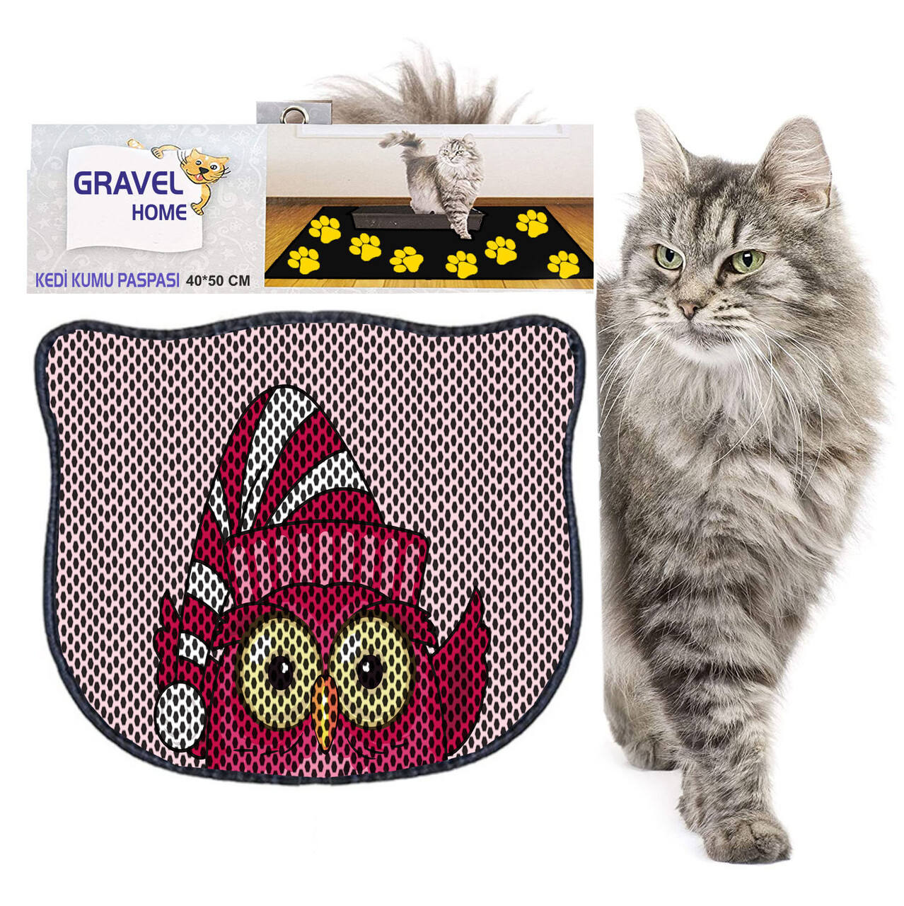 Covoras litiera pentru colectarea granulelor de nisip, Paws &amp; Whiskers, Kdkafa0082, 50% PVC/50% poliester, Multicolor - view 2