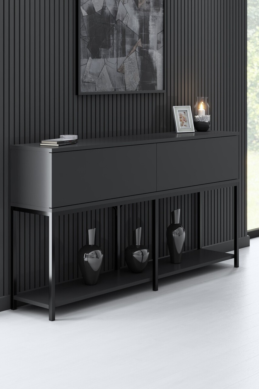 Consola, Bexley, Lord, 150x80x30 cm, PAL, Antracit / Negru