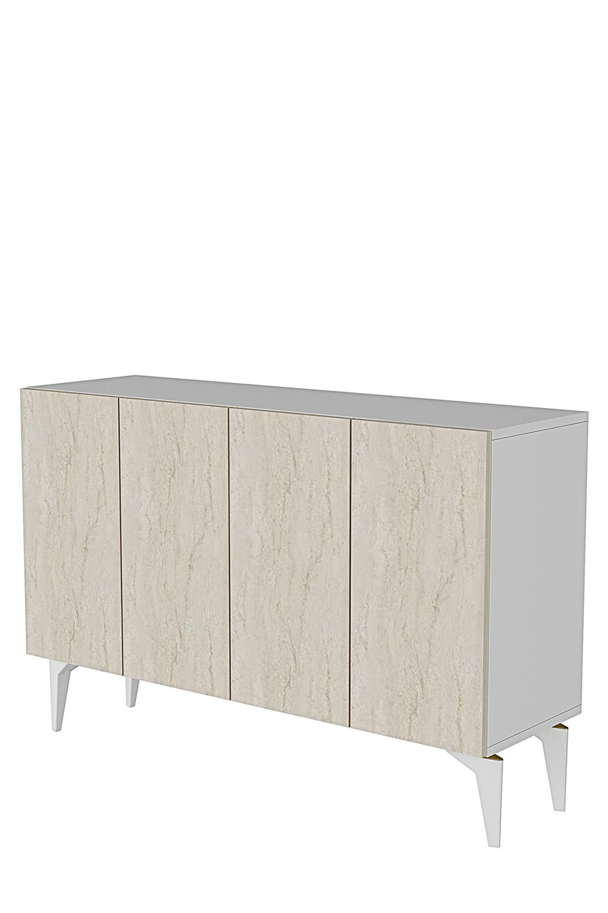 Consola, Hanah Home, Lipa 120, 120x79x32 cm, Alb / Travertin - view 6