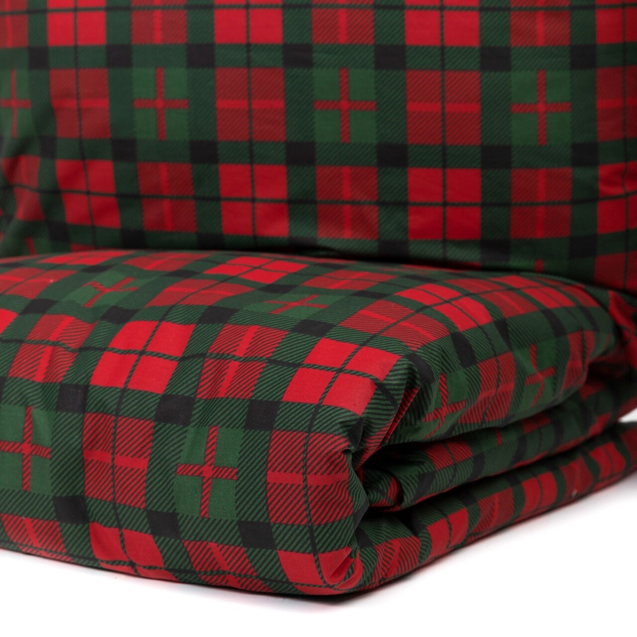 Lenjerie de pat dubla Tartan, Homla, 3 piese, 160x200 cm, bumbac, rosu/verde — imaginea 11