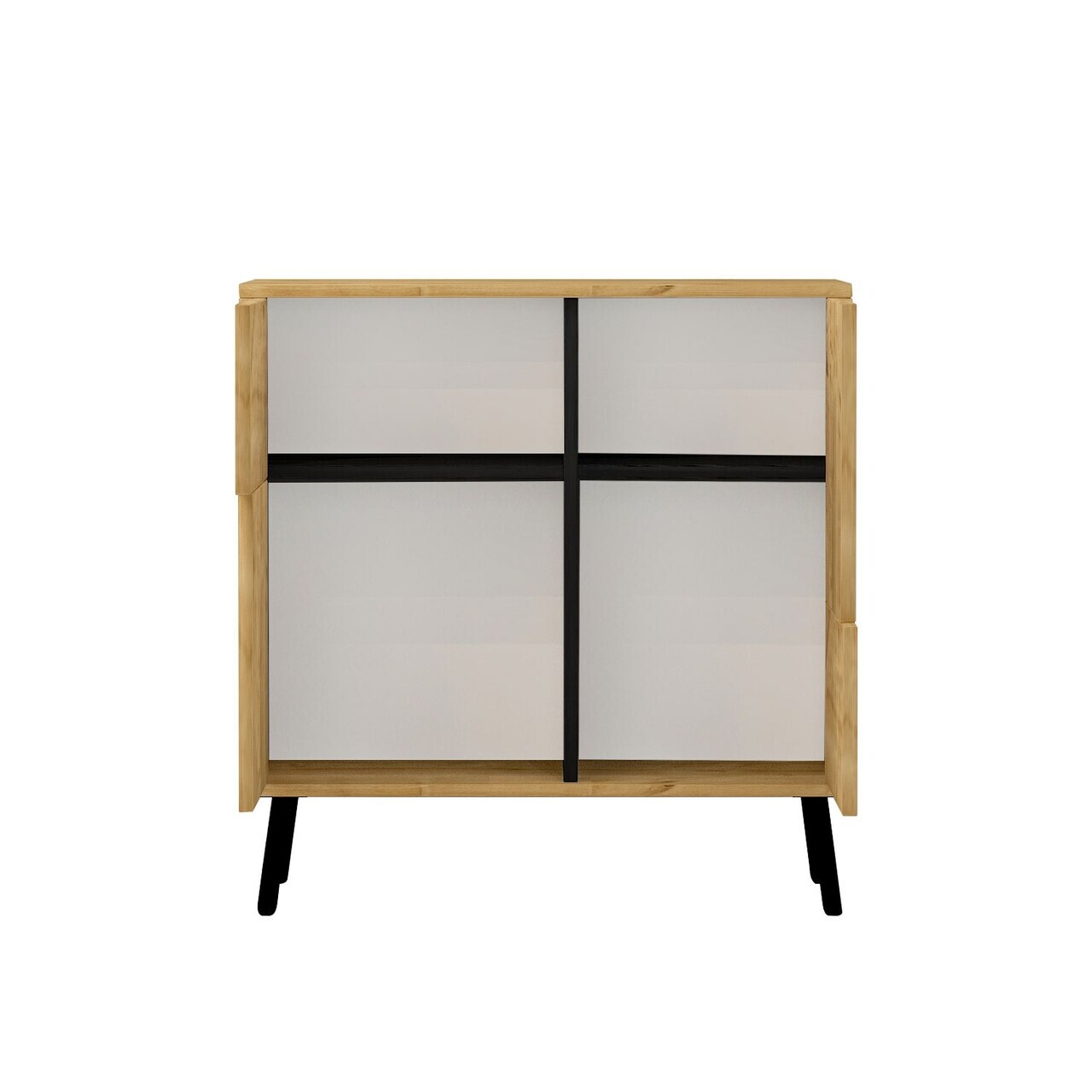 Dulap multifunctional, Hanah Home, Darien, 76.5x79.5x35 cm, PAL, Stejar Safir / Lemn Negru — imaginea 7