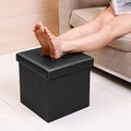 Taburet cu spatiu pentru depozitare, Magda, Bizzotto, 38x38x38 cm, MDF/PVC, negru