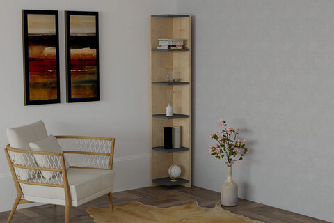 Corp biblioteca, puqa design, porto, 25x160x25 cm, pal, safir / antracit