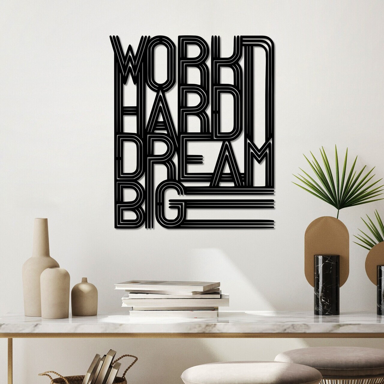 Decoratiune de perete, Work Hard Dream Big 2, Dimensiuni: 46 x 55 cm , Negru — imaginea 3