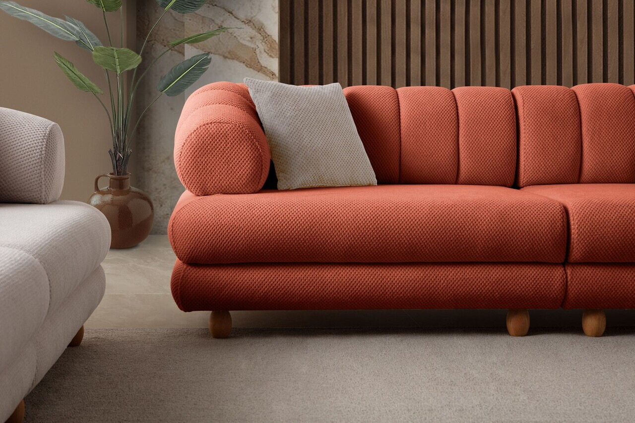 Canapea 3 locuri, Atelier del Sofa, 752EST1163, Lemn de carpen/PAL melaminat, Caramiziu - view 9